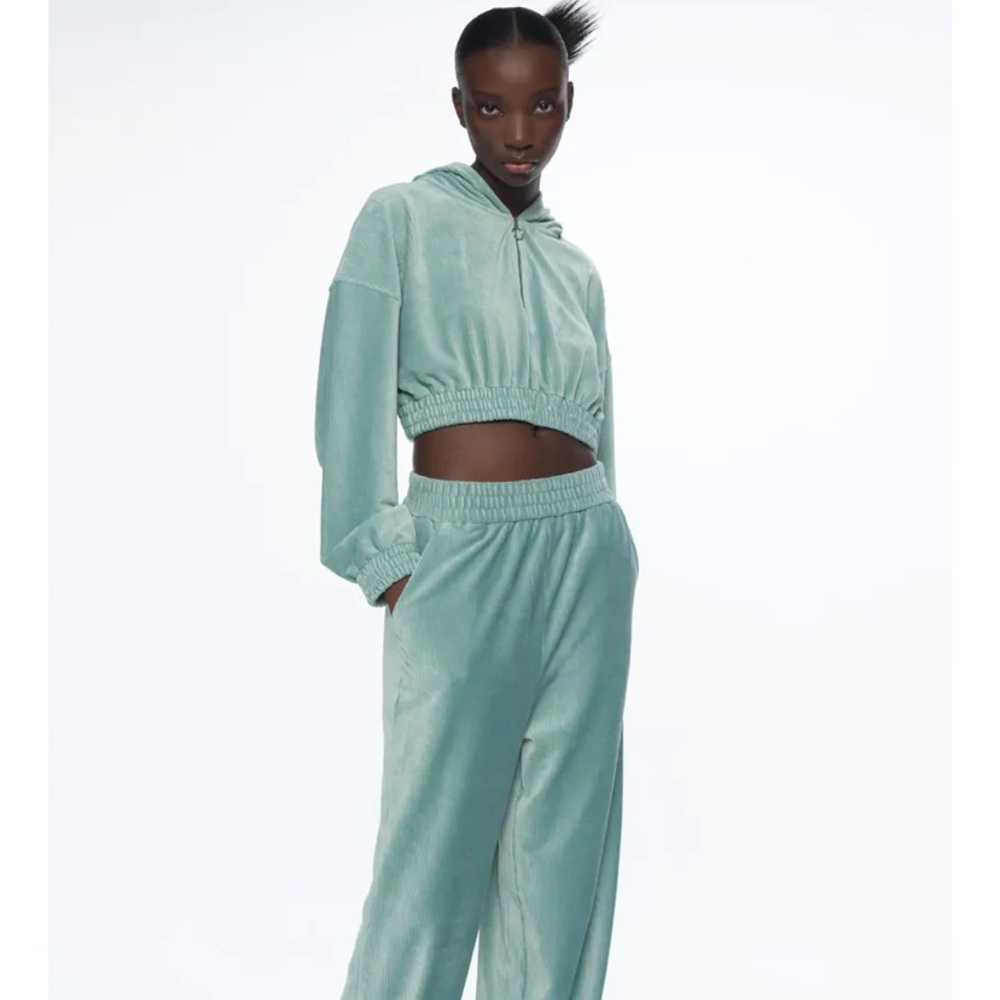 Zara Velvet Track Suit / Wide Leg Pants